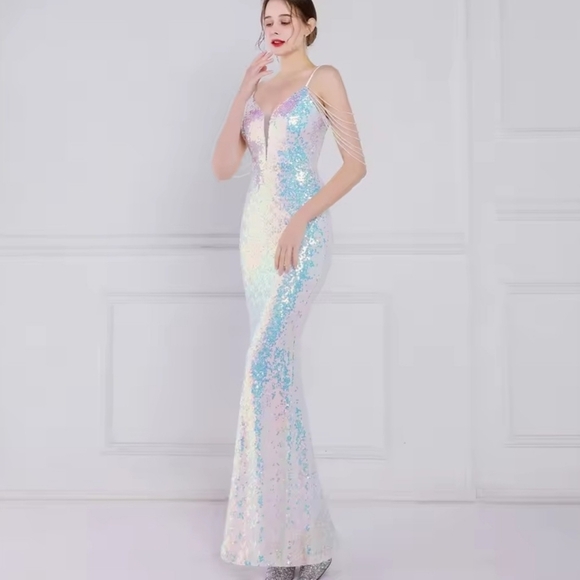 Glamorous Sequin Prom Dress - Blue and Pink - Picture 2 of 12